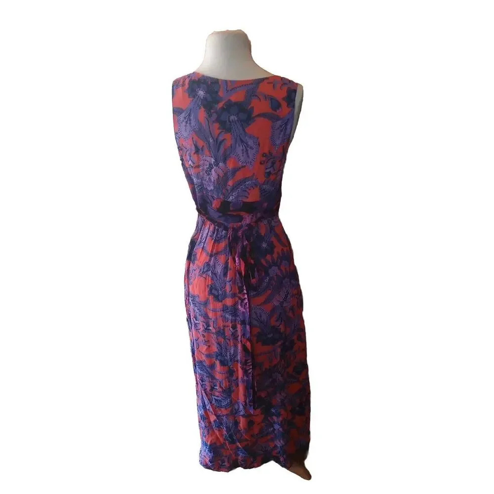 Anthropologie Maeve Maxi Dress size 2 Macie‎ Floral Red Purple Sleeveless Lined - Picture 4 of 6